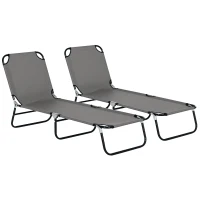 Outsunny Garden Sun Lounger, with Five-Position Back - Grey(m-10)
