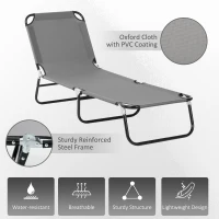Outsunny Garden Sun Lounger, with Five-Position Back - Grey(m-5)