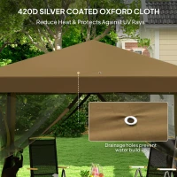 Outsunny 3 x 3 m Pop Up Gazebo, 420D Garden Tent Canopy with Removable Mesh Sidewall Netting, Carry Bag for Garden Patio Outdoor, Khaki(m-5)
