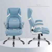 Vinsetto Linen-Look Office Chair, with Adjustable Height and Tension - Blue(m-3)