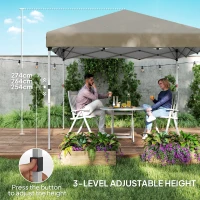 Outsunny 3 x 3 (M) Pop Up Gazebo, UPF 30+ with 2 Sidewalls, Leg Weight Bags and Wheeled Bag, Height Adjustable Party Tent Event Shelter for Garden, Patio, Khaki(m-6)