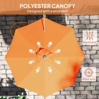 Outsunny 3(m) Wall-Mounted Parasol Shade, with Handle - Orange(m-6)