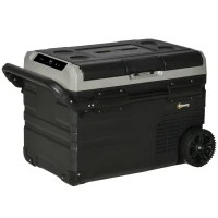 Outsunny 40L Car Refrigerator, Portable Compressor Cooler Box, Fridge Freezer w/ Inner LED Light, Foldable Handles, Cup Holders, 12/24V DC and 110-240V AC for Campervan RV Boat Travel Down to -20℃(m-1)