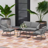 Outsunny Four-Piece Rattan Strong Panel Outdoor Sofa Set - Grey(m-9)
