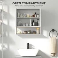 HOMCOM Bathroom Mirror Cabinet with Soft-Close Doors and Adjustable Shelf - White(m-7)