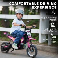 AIYAPLAY Kids Electric Motorbike, 24V Ride On Motorcycle with 3 Speeds and Rear Suspension, Dirt Bike for 8-12 Years Old, Pink(m-7)