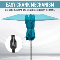 Outsunny 4.6m Double Garden Parasol - Sky Blue(m-5)