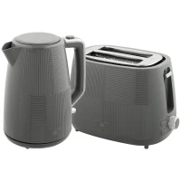 HOMCOM Kettle and Toaster Set, 1.7L 3000W Fast Boil Kettle & 2 Slice Toaster Kitchen Set with 7 Level Browning Controls, Defrost, Reheat, Boil-dry Protection, Grey(m-10)