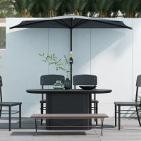 Outsunny 3(m) Half Parasol, Semi Round Umbrella with Metal Frame, Crank Handle for Balcony, Garden, Dark Grey(m-8)