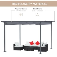Outsunny 3.5M X 3.5M Metal Pergola Gazebo Awning Retractable Canopy Outdoor Garden Sun Shade Shelter Marquee Party BBQ, Grey(m-4)
