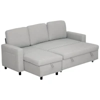 HOMCOM L Sofa Bed, with Storage - Light Grey(m-10)