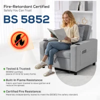 HOMCOM 3-in-1 Single Sofa Bed, Convertible Sleeper Chair Bed - Light Grey(m-9)