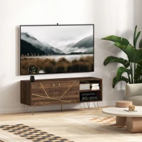 HOMCOM TV Stand Cabinet for up to 60 Inch TV, Modern 130cm TV Unit with Adjustable Shelves and Hairpin Legs, Double Door TV Cabinet for Living Room, Bedroom, Brown(m-8)