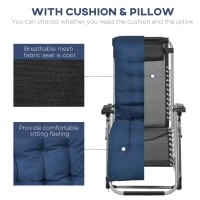 Outsunny 2 Piece Reclining Zero Gravity Sun Loungers with Cushions, Blue(m-6)