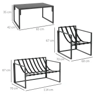Outsunny Four-Piece Relaxed Back Garden Dining Set - Black/Grey(m-3)