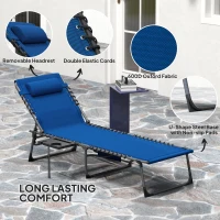 Outsunny Five-Position Reclining Sun Lounger - Dark Blue(m-5)