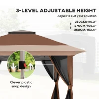 Outsunny 3.6 x 3.6m Pop-Up Gazebo, with Accessories - Brown(m-5)