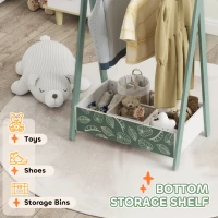 AIYAPLAY Baby Clothing Rack with Hangers, Storage Shelf for Bedroom, Leaf Theme, for Ages 3-6, Green(m-5)