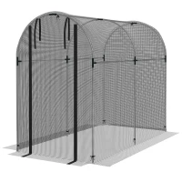 Outsunny Galvanised Steel Fruit Cage, Plant Protection Tent with Zipped Door, 1.2 x 2.4 x 1.9m, Black(m-11)