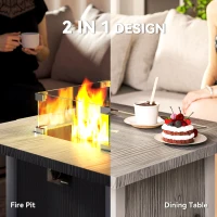 Outsunny 50,000 BTU Gas Fire Pit Table, with Cover - Dark Grey(m-4)
