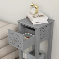 HOMCOM Set of Two Elegant Floral Cut-Out Side Tables - Grey(m-8)
