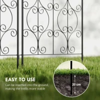Outsunny Set of 2 Metal Garden Trellis, Decorative Trellis Panels for Climbing Outdoor Plants, Vegetables, Vines, Flowers, 150 x 50 cm, Scrollwork Design(m-8)