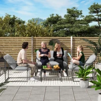 Outsunny Four-Piece Relaxed Back Garden Dining Set - Black/Light Grey(m-2)