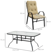 Outsunny Seven-Piece Garden Dining Set with Cushions - Beige(m-3)