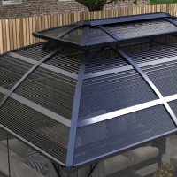 Outsunny 4 x 3m Aluminium Frame Hard Gazebo, with Accessories - Black(m-8)