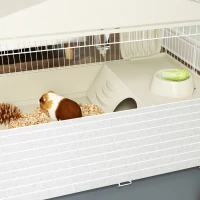 PawHut Small Animal Cage with Removable Pet Playpen, Guinea Pig Cage with Waterproof Pad, Hay Feeder, 108 x 71 x 57cm, Beige(m-9)