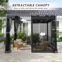 Outsunny 3 x 3m Aluminium Frame Pergola, with Retractable Roof - Dark Grey(m-4)