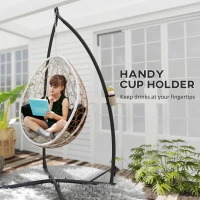 Outsunny Hammock Chair Stand Only, Hanging Chair Stand with X-Shape Base, Heavy Duty Steel Single Hammock Egg Swing Frame for Indoor Outdoor, 150 KG Load Capacity Black(m-7)