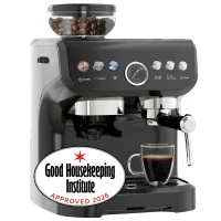 HOMCOM 15 Bar Coffee Machine with Adjustable Grind, Steamer and Accessories, Good Housekeeping Institute Approved, Black(m-10)