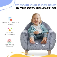 AIYAPLAY Kids Armchair, Glow in the Dark Chair with Star Design for Bedroom, Playroom, Kids Room, Grey(m-6)