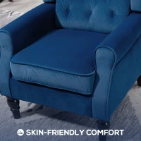 HOMCOM Wingback Accent Chair, Retro Upholstered Button Tufted Occasional Chair for Living Room and Bedroom, Blue(m-6)
