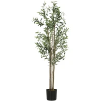 HOMCOM Decorative Artificial Plant, 175 cm Silk Olive Tree with 787 Leaves in Cement Pot, Fake Plant(m-10)