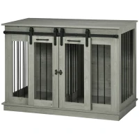 PawHut Dog Crate Furniture for Large Dogs, Double Dog Cage for Small Dogs, with Divider - Grey(m-11)