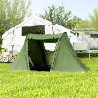 Outsunny 3 Man Camping Tent with Living Area and 2 Bedrooms, 3000mm Waterproof Family Tent with Sewn-in Groundsheet and bag, Portable Dome Shelter for Hiking, Festival, Backpacking, Green(m-9)