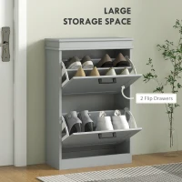 HOMCOM Two-Drawer Minimalistic 10-Shoe Cabinet - Grey(m-4)