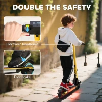 SPORTNOW Folding Electric Scooter for Kids, with Dual Brakes, Front Suspension, LED Colourful Lights, Gold Tone(m-9)
