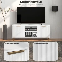 HOMCOM Modern TV Stand Cabinet for TVs up to 55", TV Unit with 2 Open Shelves and 2 Cabinets, Entertainment Centre with Cable Management for Living Room, White(m-4)