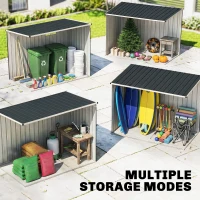 Outsunny 7.6 x 4ft Garden Metal Shed, Outdoor Storage Shed with Window, 2 Vents and Lockable Door for Garden, Patio, Dark Grey(m-8)