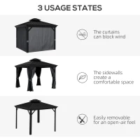 Outsunny 3.65 x 3m Aluminium Hardtop Gazebo, with Accessories - Dark Grey(m-8)