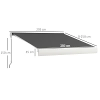 Outsunny 2.5 x 3m Electric Cassette Awning, with Remote - Grey(m-3)