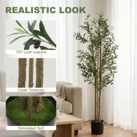 HOMCOM Decorative Artificial Plant, 175 cm Silk Olive Tree with 787 Leaves in Cement Pot, Fake Plant(m-4)