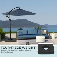 Outsunny Umbrella Weights for Cantilever Parasols, Set of 4 Heavy Duty Parasol Base Weights, 64kg Sand or 55kg Water Filled, Black(m-4)