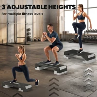 SPORTNOW Step de Aeróbica para Fitness com Altura Ajustável de 15/20/25 cm Carga 250 kg para Casa e Ginásio Preto(m-4)