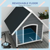PawHut Outdoor Dog Kennel, Wooden Dog House, with Removable Floor, Anti-Corrosion Wood, for Large Dogs, 106.5H x 110W x 98Dcm(m-5)