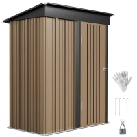 Outsunny 5 x 3ft Corrugated Steel Storage Shed, with Lock - Brown(m-10)