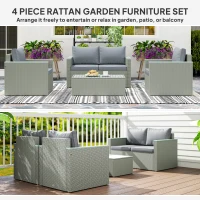 Outsunny Four-Piece Rattan Sofa Set, with Wood-Top Table(m-4)